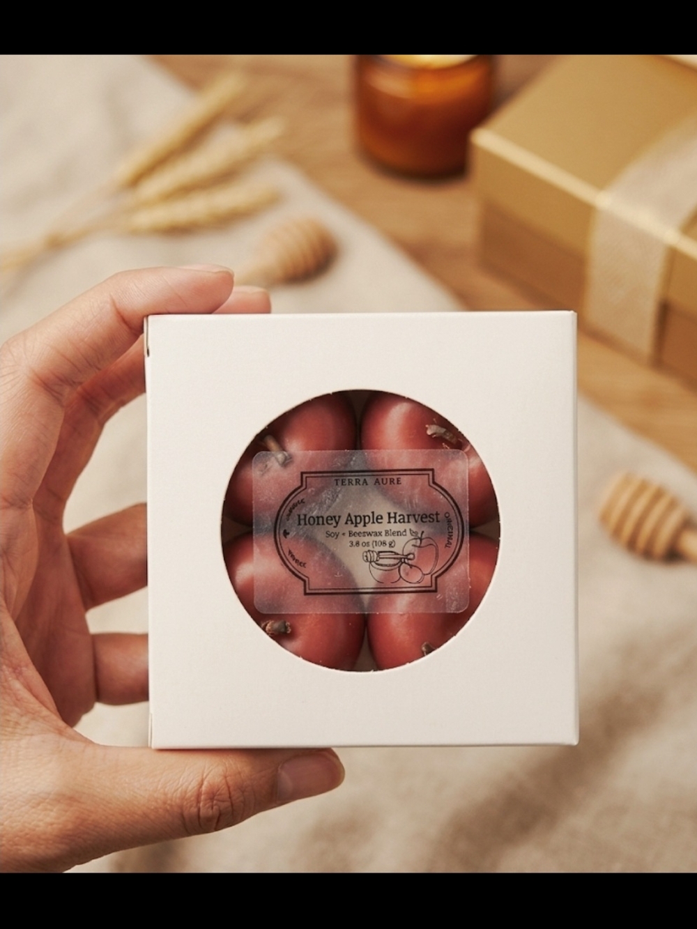 Honey Apple Harvest Scented Wax Mini Candles- Red